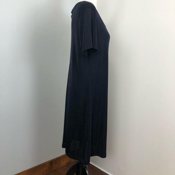Hanes Collection Vintage Stretch Asymmetrical Neck Midi Shirt Dress Large Casual - Picture 7 of 7